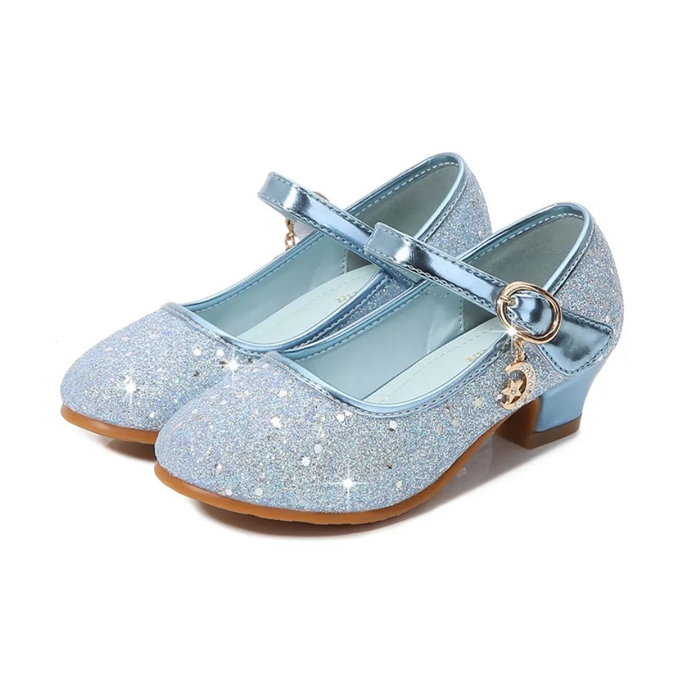 Children High Heels Fashionable Piano Runway Performance Shoes Girls' Leather Shoe Princess Shoes Sequined Single Shoes HSD09