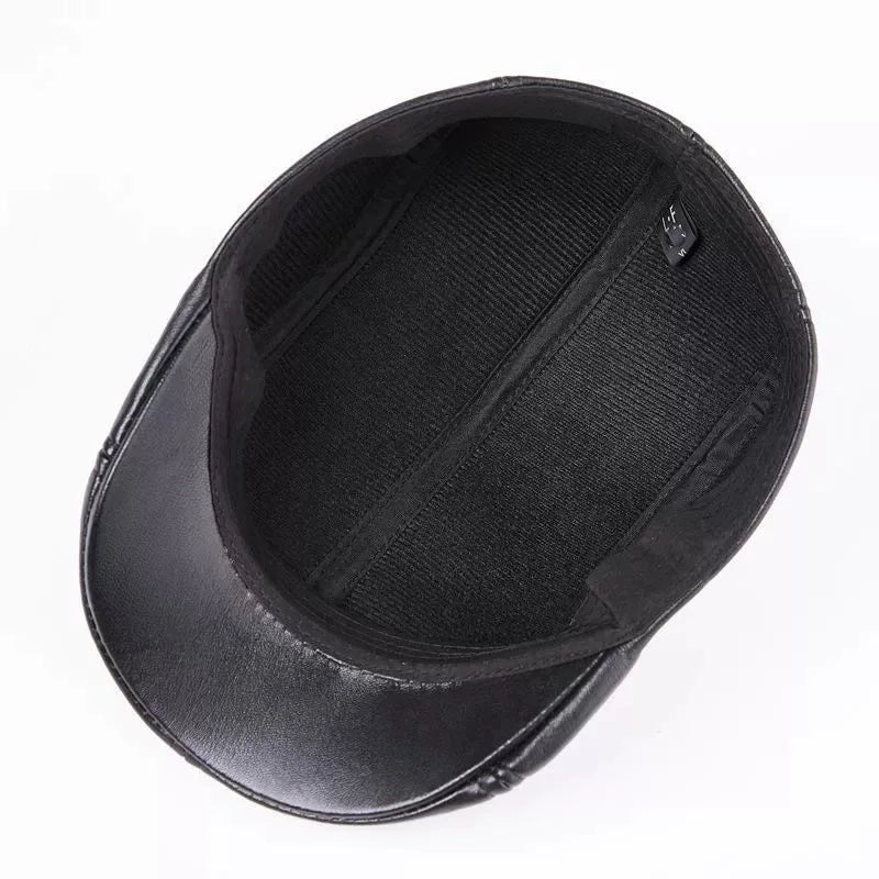 Beret hats for men, wholesale of leather fedora hats for middle-aged and elderly people, winter leather forward hats for both me