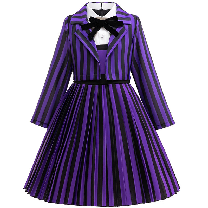 Kids Girls Clothes 2PCS Jacket Dress Enid Cosplay Halloween Costume Birthday Party Dresses Carnival Children Clothing Outfits