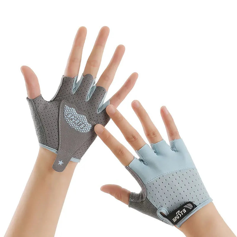 Summer Gloves Kids Sports Fitness Cycling Half-Finger Ice Silk Gloves Children Breathable Anti-slip Boys Girls Roller Skating
