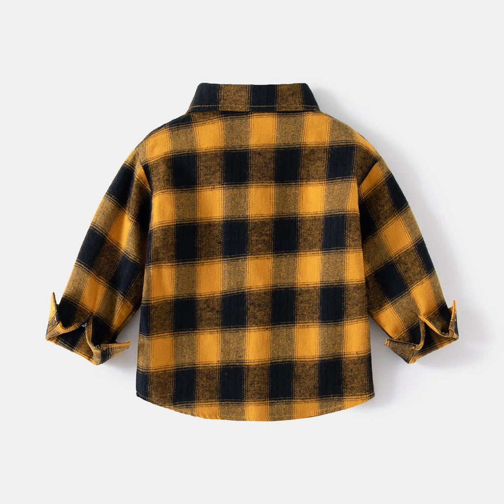 New Children's Clothes 2025 Kids Shirts With Collar Boys' Cotton Long Sleeved Baby Clothing Casual Top Plaid Blouse for Boy 2-7Y