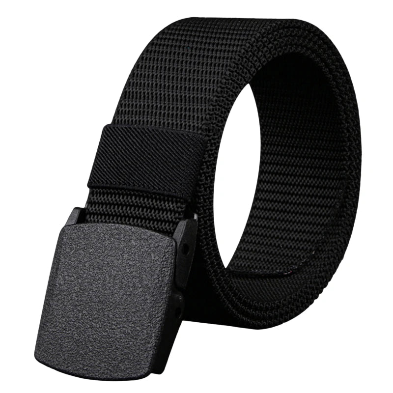 Men Belt Jeans Belts Adjustable Belt Men Outdoor Travel Waist Belt with Plastic Buckle for Pants Soft Nylon Sports Accessories