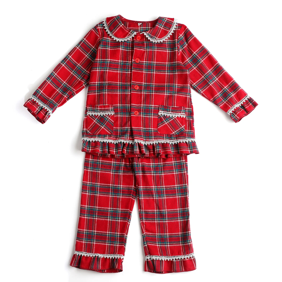 Mudbala Baby Toddler Christmas Matching Family Pajamas Girls Boys Flannel Tartan Kids Pyjamas Set With Eyemasks And Bows Hairpin