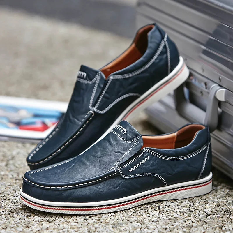 Plus Size Men's Loafers Outdoor Comfort Flat Moccasin Shoes Men's Genuine Leather Casual Party Driving Shoes Zapatos De Hombre