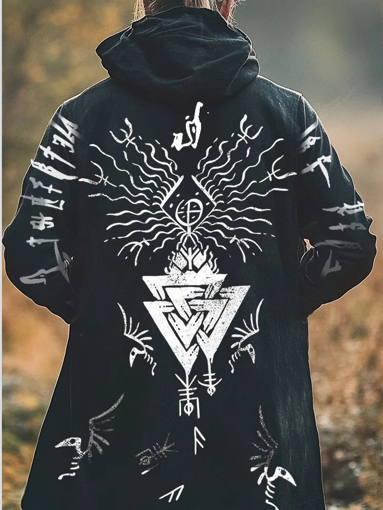 New style hoodie2025Cross-border European and American Style Men's Hoodie Cardigan Tough Guy No Zipper Printed Halloween Hooded