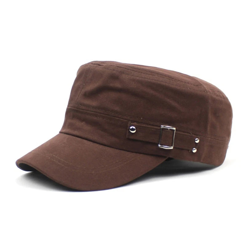Hat Men Version Tide Solid Color Flat Baseball Caps Cotton Blend Cap Men Side Button Duck Tongue Hat Sunscreen Sports Hat
