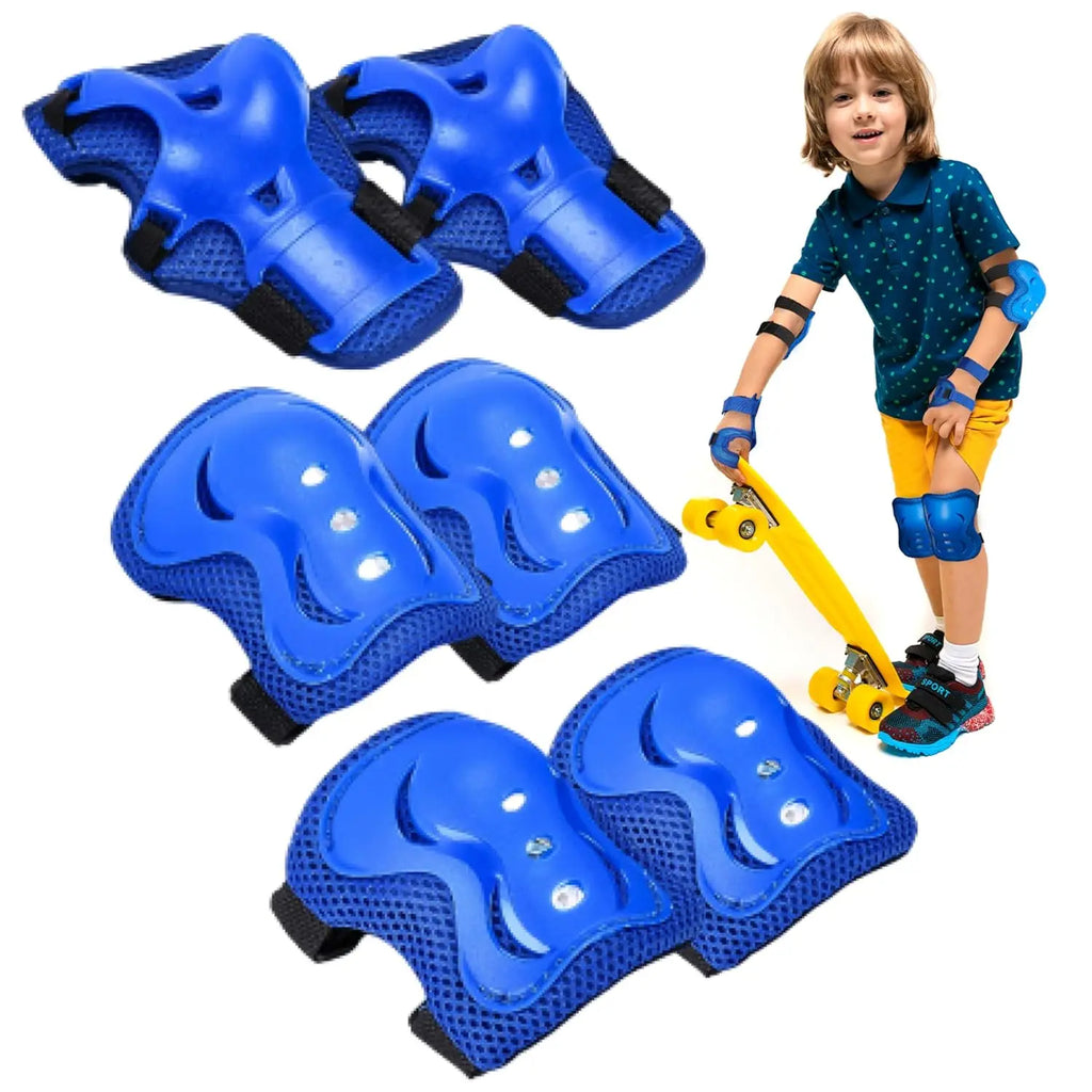6PCS Kids Protective Gear Set for 3-15 Years, Knee Elbow Pads & Wrist Guards for Skateboard Cycling Skating Scooter