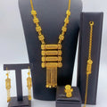 Dubai Jewelry Sets for Women Tassel Pendant Necklaces Earrings 4 Pieces Set 24K Gold Color Eritrean Wedding Party Gifts