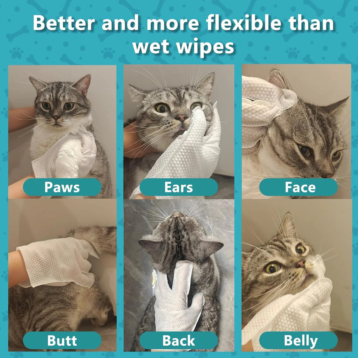 Scented Extra Thick Pet Cleaning Wipes for Dogs Cats Dog Washing Bathing Deodorizing Grooming Gloves for Daily Care