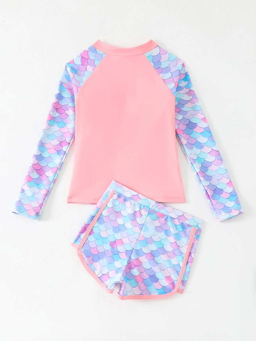 Girls Swimsuit 2025 Pink Long Sleeve Rash Guard Shirts Children Swimwear Summer Kids Beach Wear Shorts Quick-Dry Bathing Suit