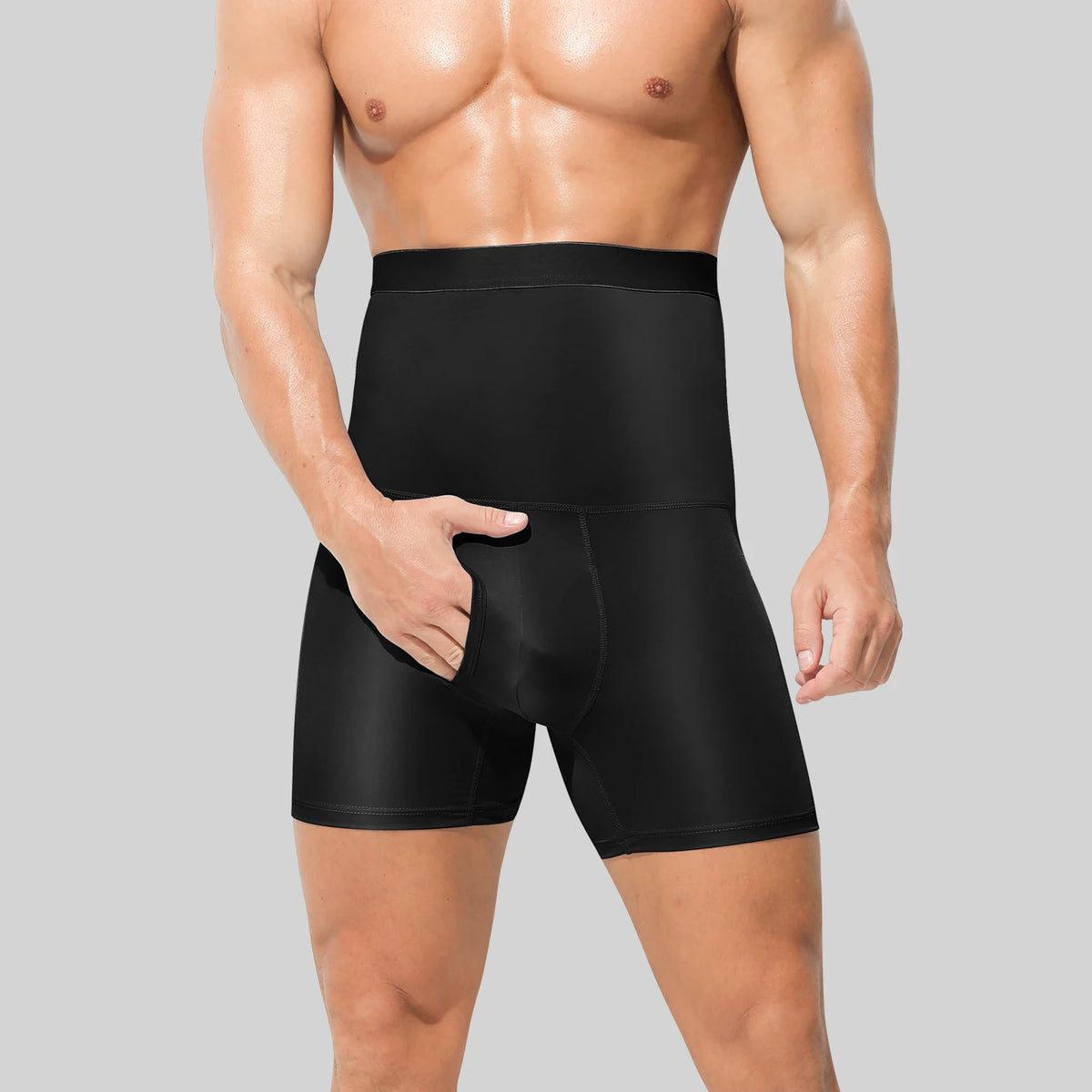 Men's sports underwear: high-waisted, belt-curving, plus-size, lengthened, anti-leg chafing, waist-protecting, flat-cut shorts