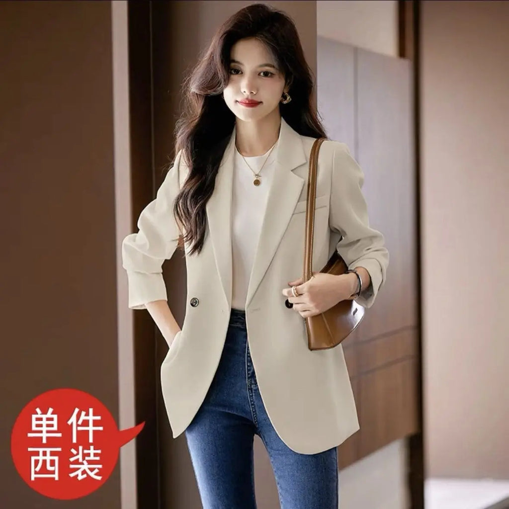 Spring Autumn Elegant Suit Jackets Women Clothing Blazer Coat Korean Chic Long Sleeve Tailored Button Solid Coats New Female Top