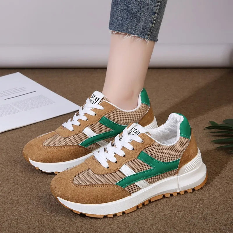 2026 New Women Sneakers Spring Autumn Casual Lace Up Designer Shoes Luxury Platform Loafers Anti Slip Comfort Female Sneakers