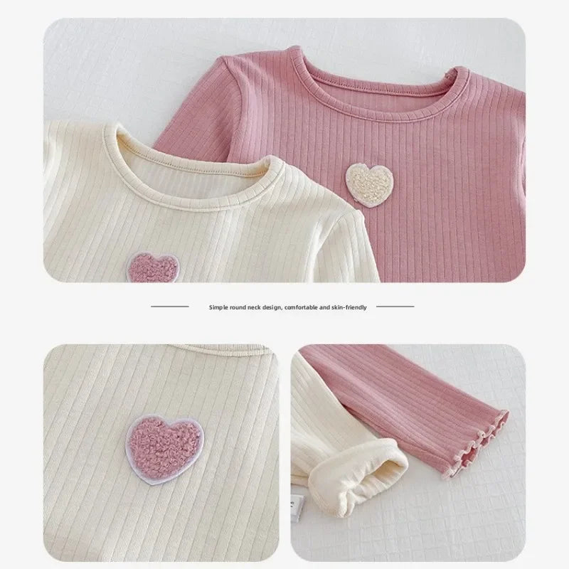 Korean Style Kids Pajama Set Cute Girls 2 Piece Sleepwear Warm Long Sleeve Autumn Winter Homewear Cozy Loungewear Outfit