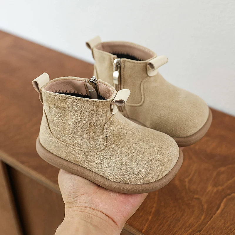 Baby Boys Girls Boots Autumn Winter Children Casual Shoes Outdoor Anti-slip Infant Shoes Oxford Suede Plush Kids Ankle Boots