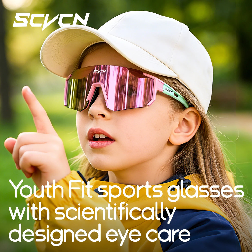 SCVCN Children Sports Glasses Kids Road Bikes Cycling Eyewear Photochromic UV400 Goggles Outdoor Cycling Teenager Sunglasses