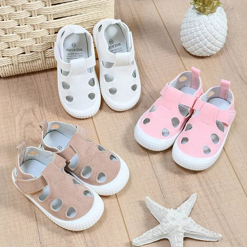 Kids Half Sandals Boys Sports Casual Shoes Cut-outs Hollow Fashion 2024 New Spring Summer Toddlers Children Girls Sandals 21-30