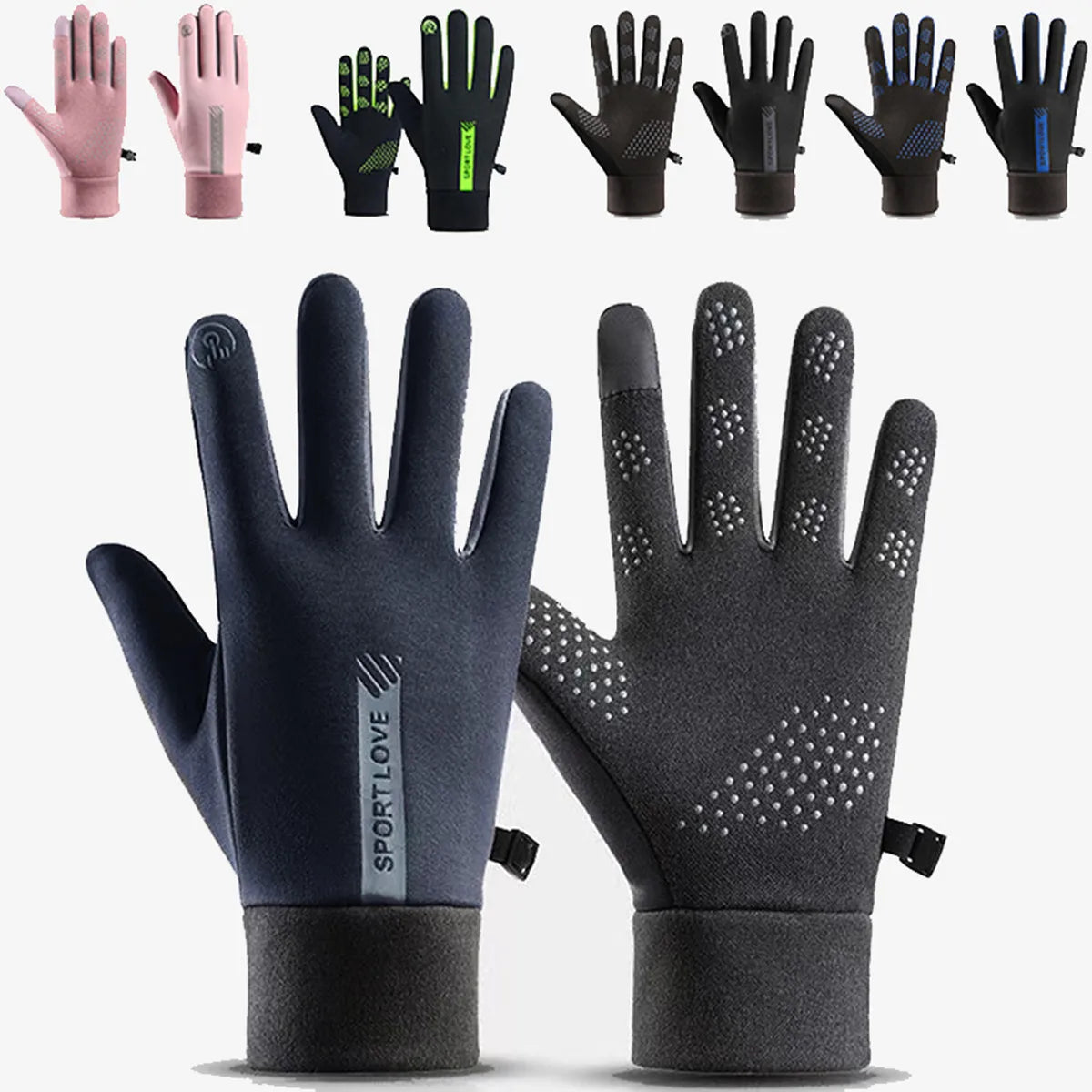 New Winter Gloves Men Women Touch Cold Waterproof Motorcycle Cycle Gloves Male Outdoor Sports Plus Velvet Warm Running Ski Glove