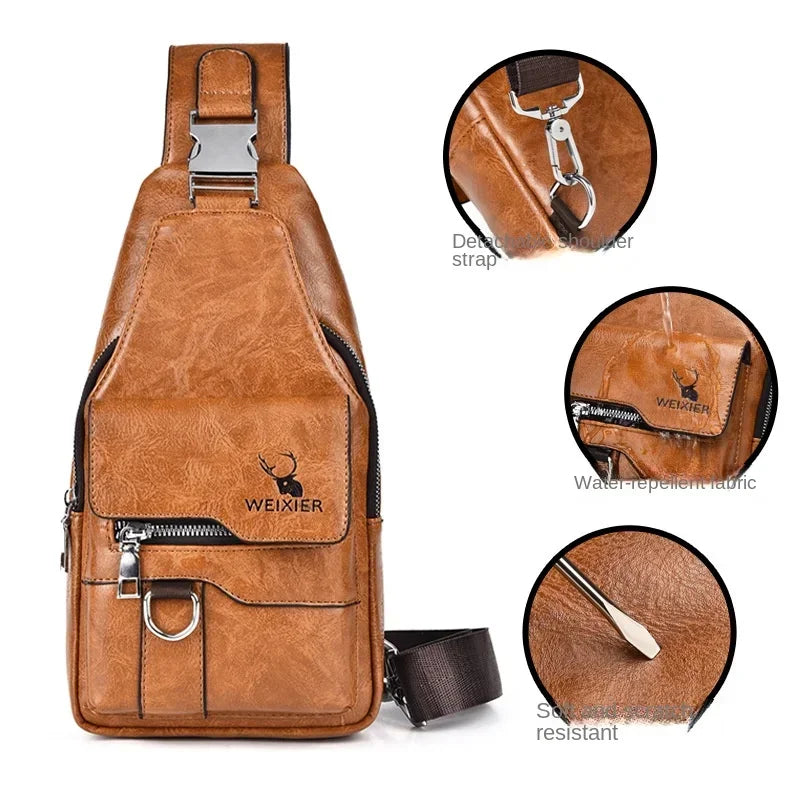 2026 Hot Men's Bag Fashion Messenger Bags Large Capacity Luxury Designer Chest Bags Retro Single Shoulder Crossbody Backpacks