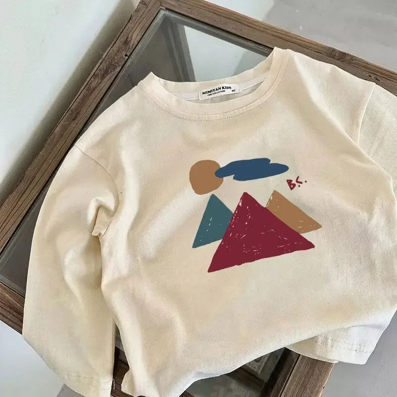 Kids Undershirts Spring New 2025 Long Sleeve Cotton Fashion Korean Casual Simple Style