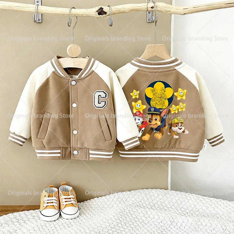 Paw Patrols Children Jackets Boys Girls Baseball Coats Kids Embroidered Letters Cardigan Autumn Fashion Outerwear Clothing Gift