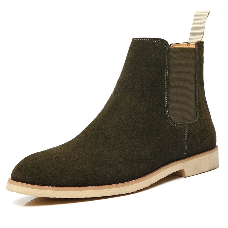 Fashion Yellow Chelsea Boots Men Pointed Comfortable Dress Boots Men Slip On Cheap Women Men's Suede Shoes Zapatos Hombre Casual