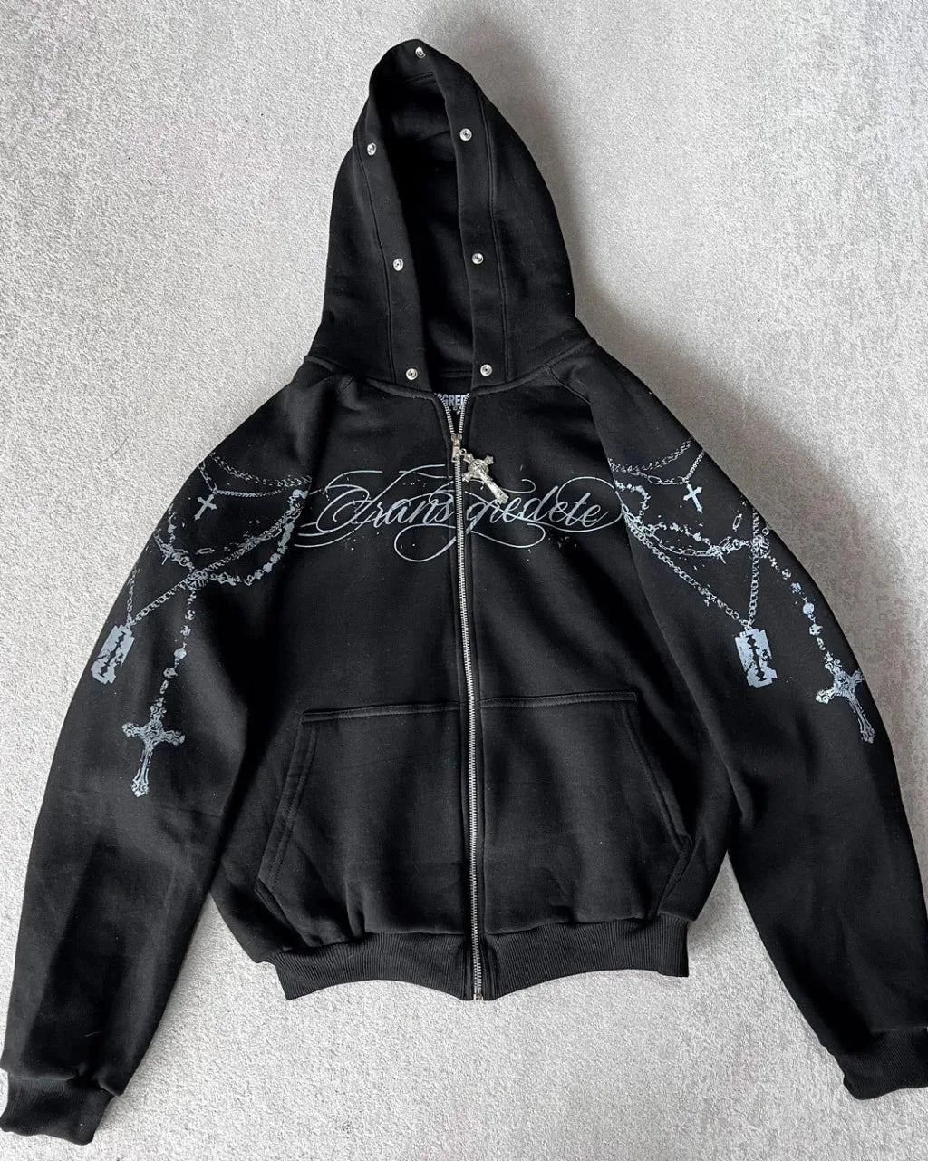 Hip hop style fashionable hoodie jacket with detachable brim and design sense, zipper style hoodie jacket, fashionable new style