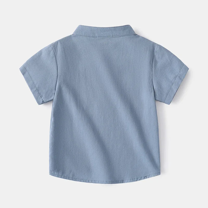 2025 Kids Shirts for Boys Toddler 1 to 2 3 4 5 6 7 Years White Black Yellow 100% Cotton Children Shirts Short Sleeve Summer Tops