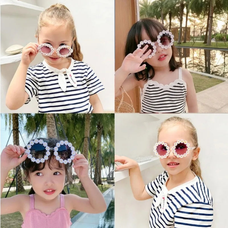 Kids Sunglasses Children Round Flower Sunglasses Girls Boys Baby Shades Glasses UV400 Outdoor Sun Protection Eyewear
