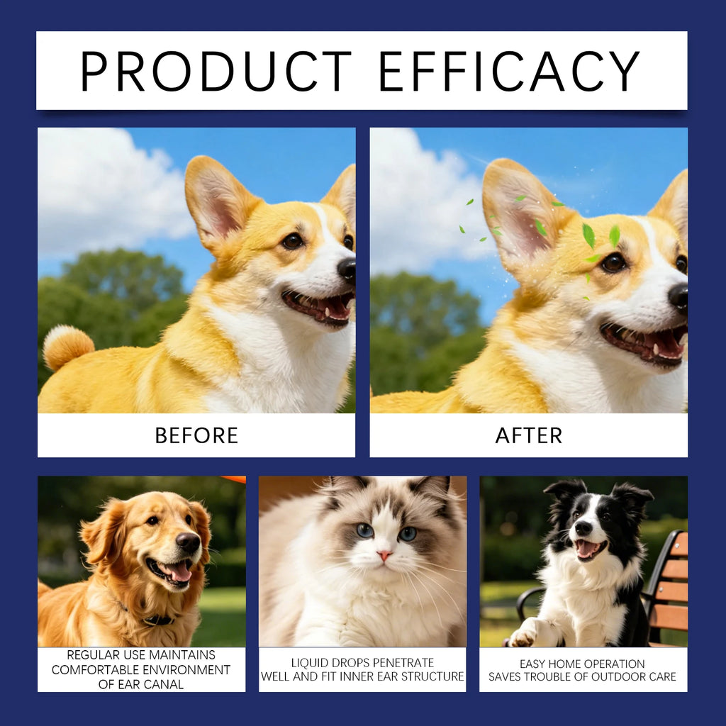 Pet Ear Cleaning Drops - Gentle, Universal, Soothing and Hydrating Formula for Dogs and Cats to Remove Earwax and Odor