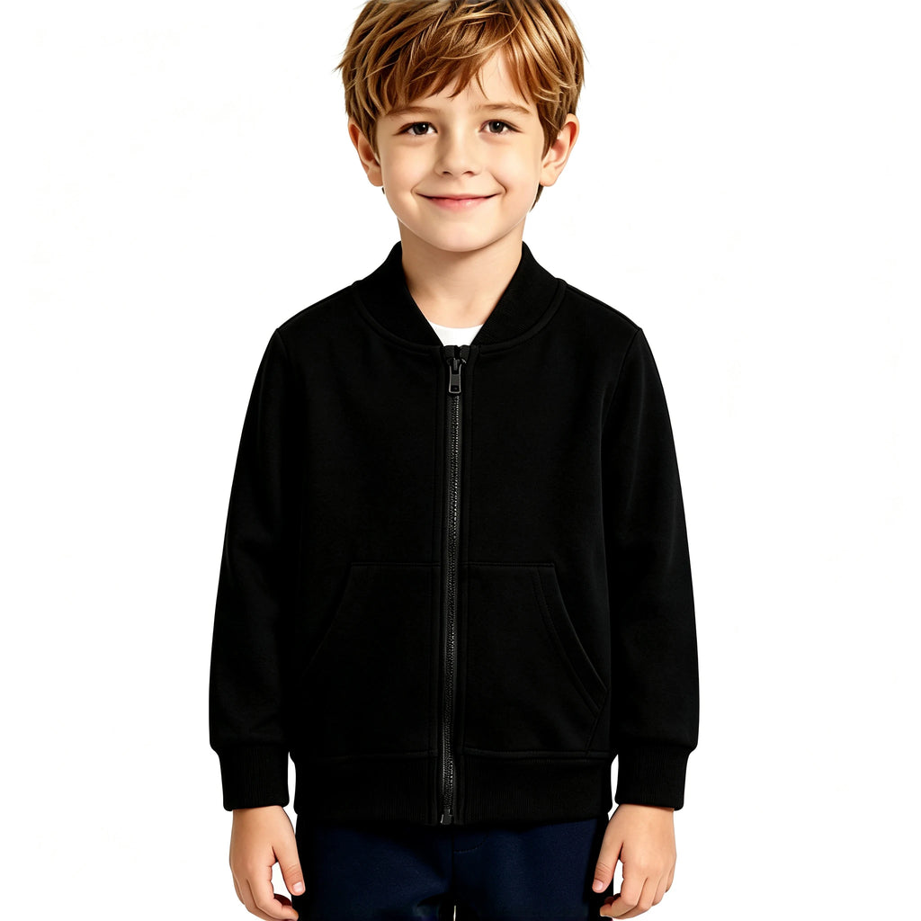 Kids Baseball Jacket V Collar Cardigan Zipper Sweatshirt Spring Autumn Daily Commute Plain Solid Top for Boys And Girls