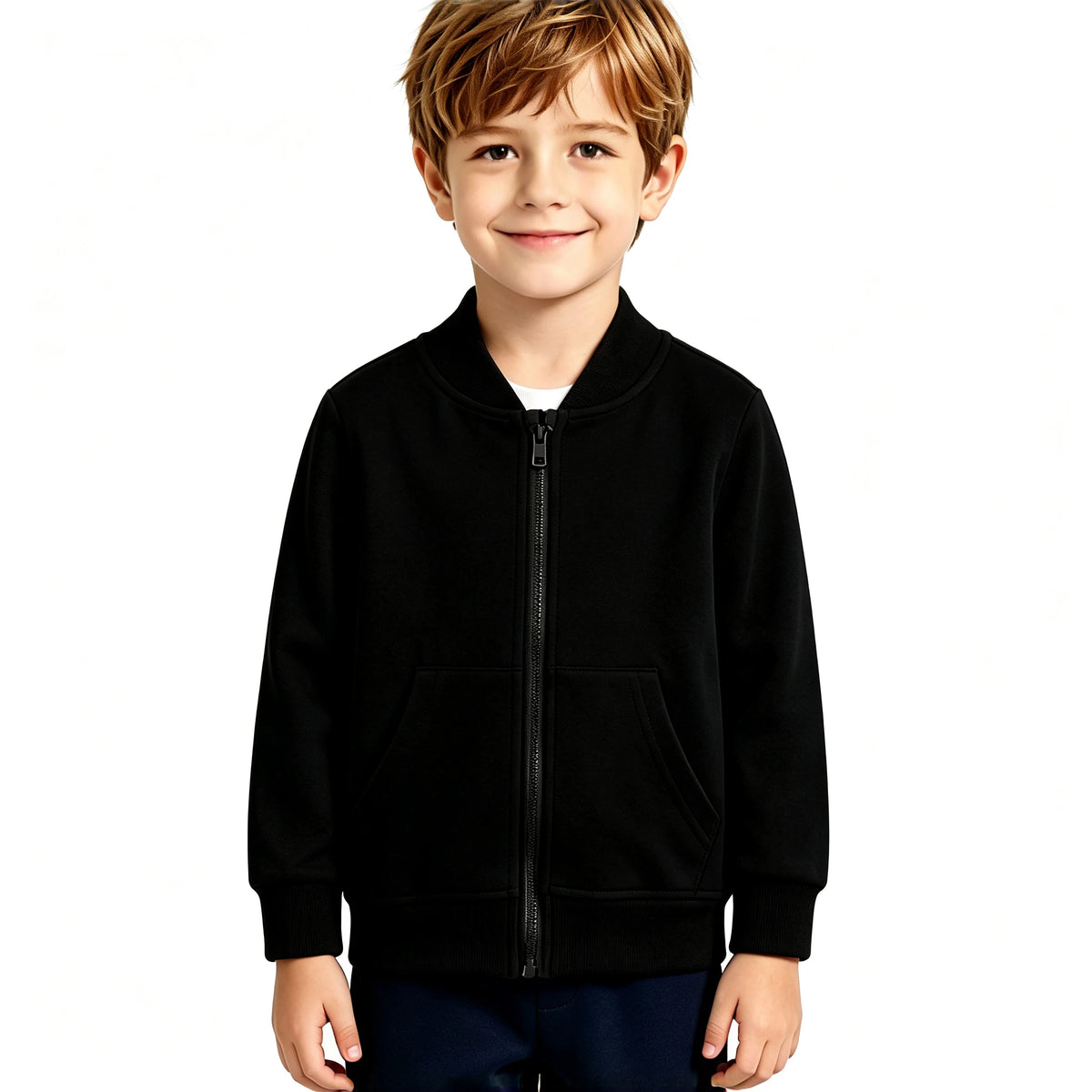 Kids Baseball Jacket V Collar Cardigan Zipper Sweatshirt Spring Autumn Daily Commute Plain Solid Top for Boys And Girls