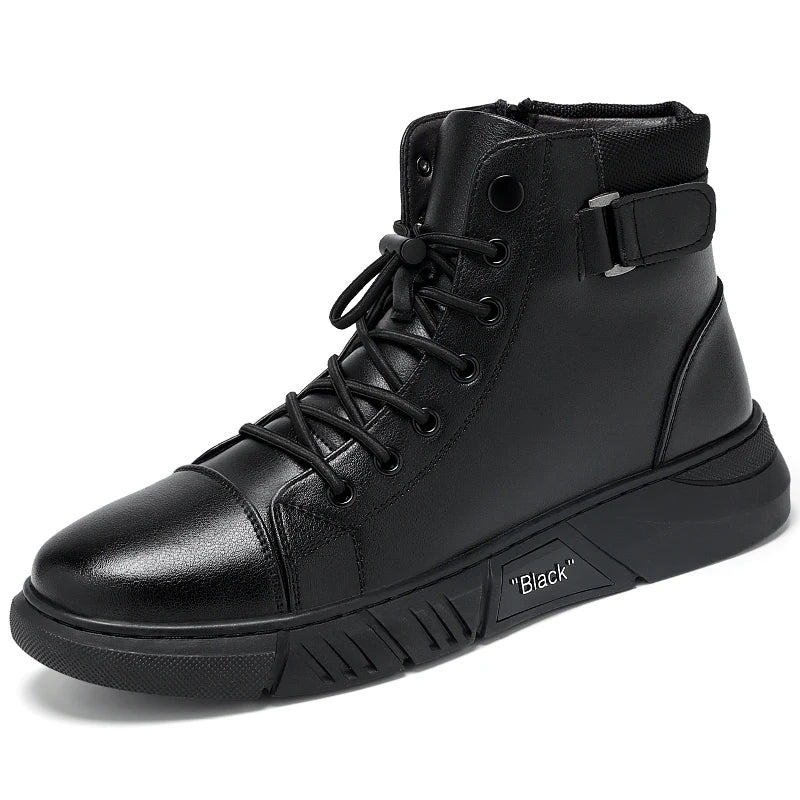 Men's Boots Autumn Short boots Black Classic Chelsea Boots Outdoor High top Leather Shoes ANKLE Boots Work Shoes