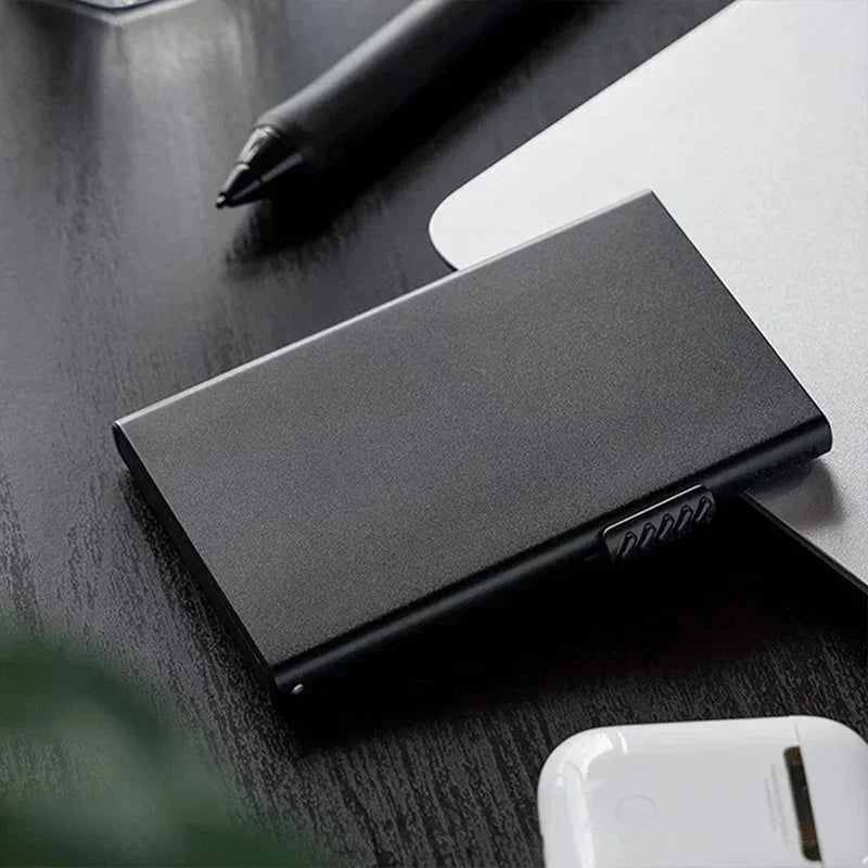 Smart Wallet Credit Card Holder Metal Thin Slim Men Women Wallets Pop Up Minimalist Wallet Small Black Purse Metal Vallet