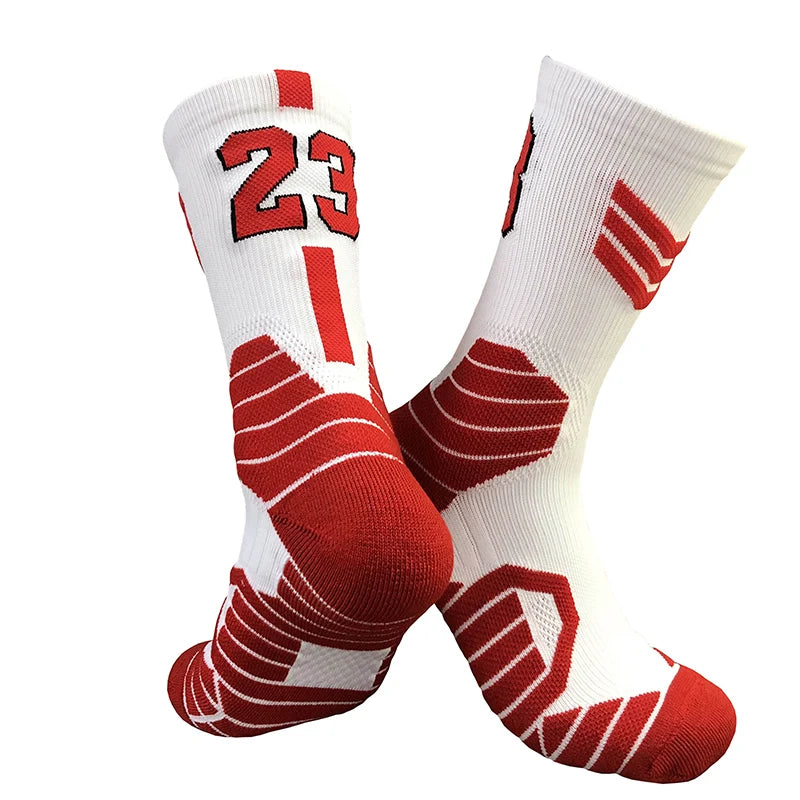 Professional Star Basketball Socks Adults Kids Number 23 Elite Towel Bottom Sports Socks Non-slip Breathable Durable Socks