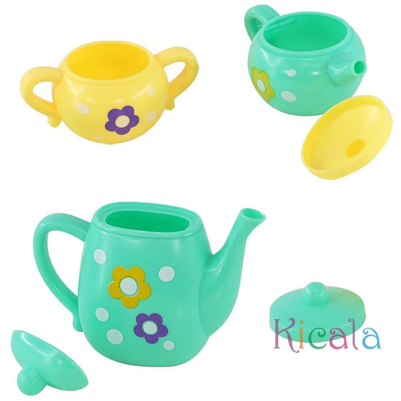 Kids Simulation Tea Set Kitchen Toys Tinplate Afternoon Tea Toys Teapot Teacup Food Pretend Play Toys For Boy girl Birthday Gift