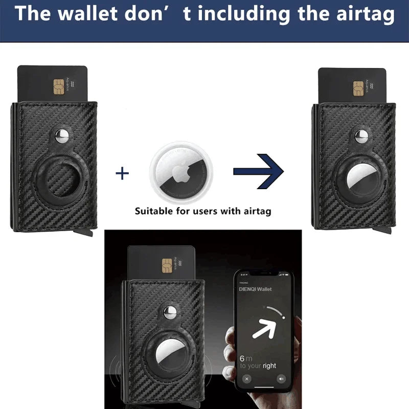 Men Wallet for Airtag Card Holder ID Bank Credit Cardholder Anti-theft Minimalist Metal Wallets Air Tag Male Aluminium Card Case