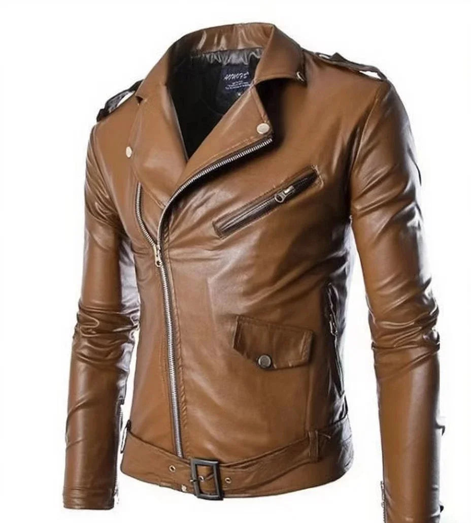 Men's Leather Jacket Motorcycle Biker Jacket for Men Fashion Casual Vintage Coat Plus Size Colorful Jackets Man Jacket Leather