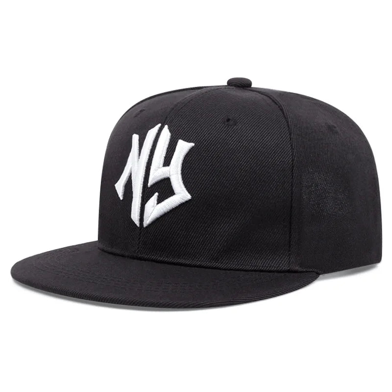 Men's and women's flat brimmed hatsStreet Embroidery Letter NYHip hop flat brimmed hat with adjustable styleFashionable