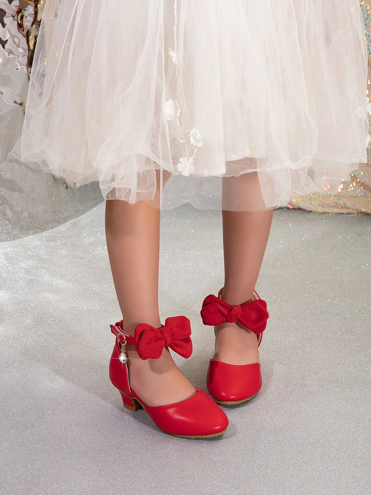 Children Girls High Heel Shoes Kids Sandals Lolita Mary Janes Shoes Sweet Bowknot Princess Party Dress Wedding Shoes Size 28-40