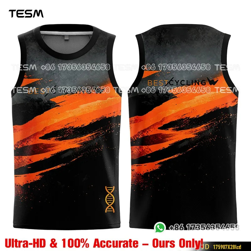 Kid Men Sleeveless Vest Breathable Quick-Dry Cycling Jersey Mountain Bikes and Road Bikes Sleeveless Sports Top Summer Running