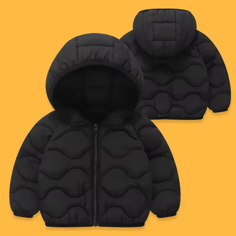 Children's Lightweight Coat Girls' Down Jackets Boys' Winter Warm Outerwear Kids Hooded Long-Sleeved Tops Autumn Cotton Clotes