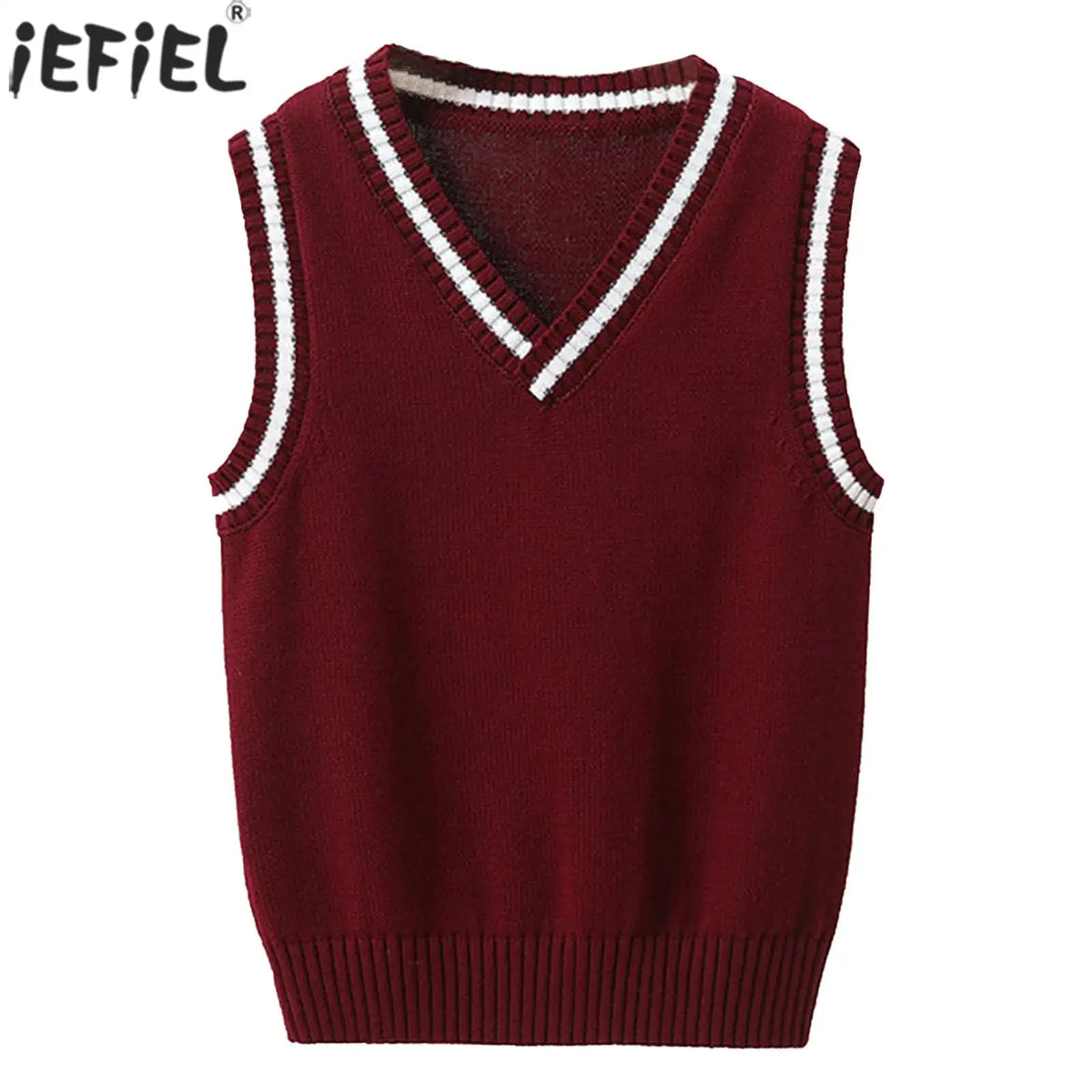 Kids Boys Girls Preppy Style Sweater Vest Fashion V Neck Knitted School Uniform Waistcoat Tops Children Spring Autumn Outerwear