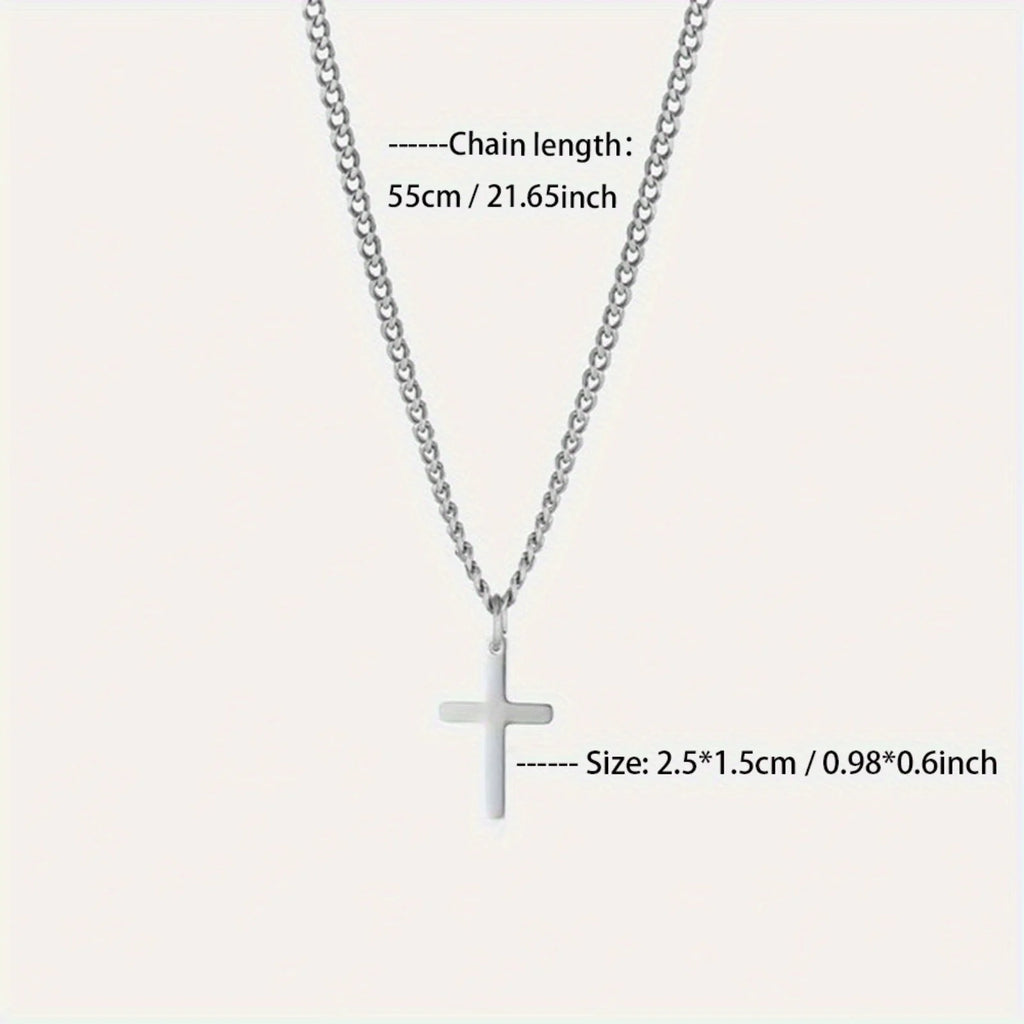 Fashion Minimalist Cross Pendant Necklace for Men Perfect Gift for Boyfriend Trendy Stylish Jewelry