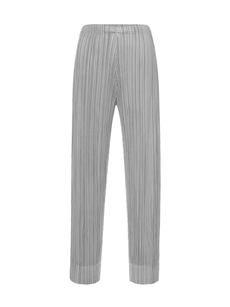 Miyake Pleated Simple Casual Ankle-Length Pants Spring Summer Autumn Pencil Pants Korean Fashion Women Basics Trousers In Stock