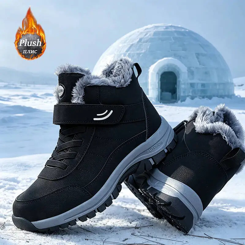 Men Boots Winter Snow Boots Outdoors Man Plush Warm Causal Shoe Waterproof Men Boots Male Sneakers No Water Seepage Ankle Boots