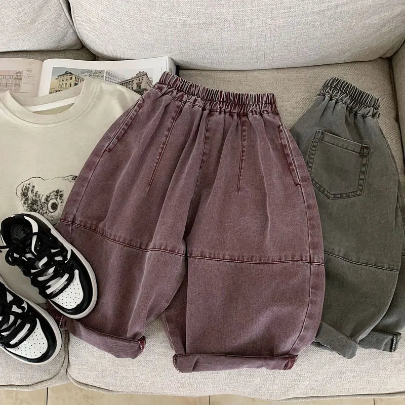 Children Casual Pants 2025 Autumn Denim Pants for Kids New Korean Version Boys Girls Loose Trousers Toddler Jeans Baby Joggers