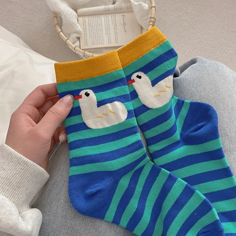 Women's Sock Kawaii Cute Cartoon Female Spring Summer Autumn Cotton Mid-tube Japanese Personality Funny Wearing Ins Socks