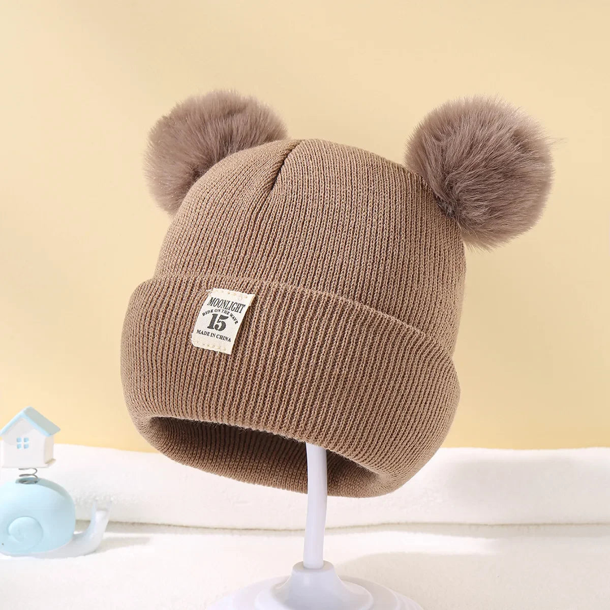 Winter Baby Hats Warm Knitted Kids Hats with Pom Newborn Beanie Hat Solid Color Children Hat for Boys Girls Babies Accessories
