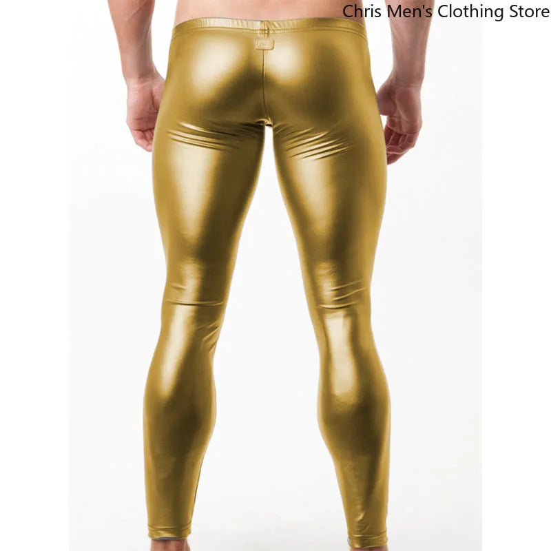 【2025 Nightclub Super Pants 】 Men's Patent Leather Tight Pants, Stretch Stage Performance Pants, Bar Party Shiny Men's Trousers